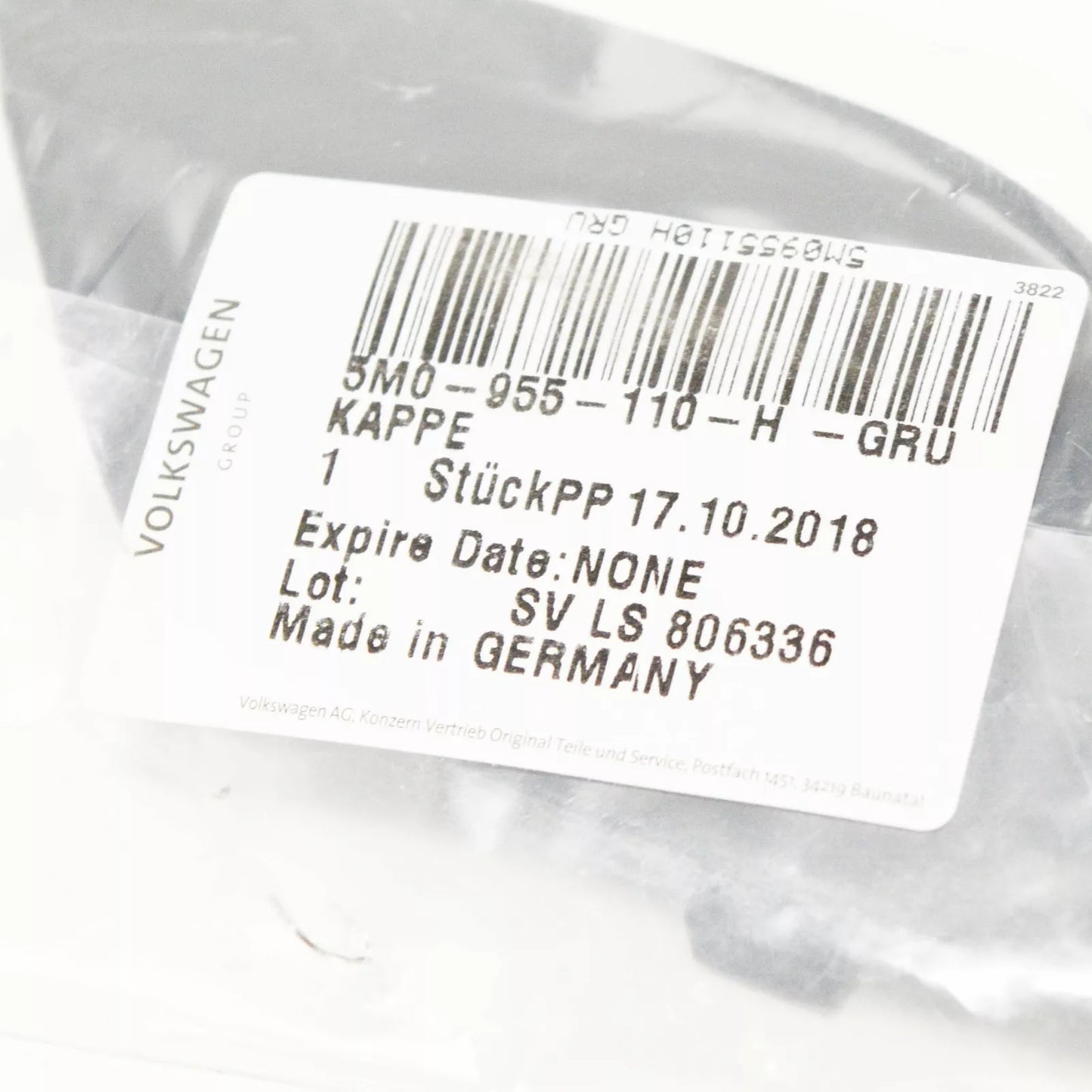 NEW VW GOLF PLUS MK5 RIGHT HEADLIGHT WASHER COVER 5M0955110HGRU ORIGINAL