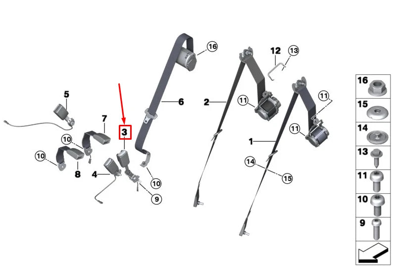 NEW BMW X6 F16 REAR RIGHT SEAT BUCKLE 72117395094 7395094 ORIGINAL