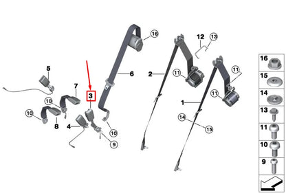 NEW BMW X6 F16 REAR RIGHT SEAT BUCKLE 72117395094 7395094 ORIGINAL