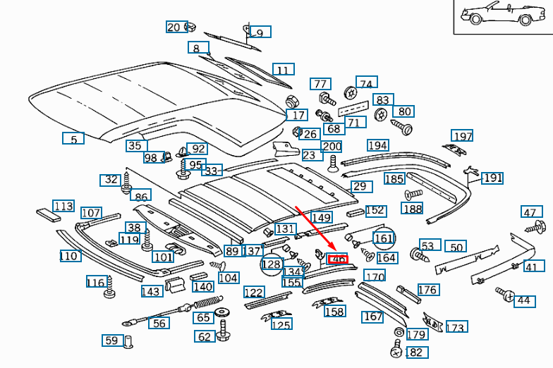 new mercedes-benz e w124 folding top central right seal a1247702498 original