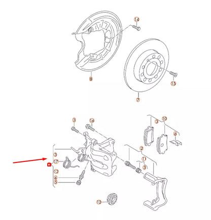 NEW AUDI A3 8P REAR RIGHT BRAKE CALIPER HOUSING 5K0615424 ORIGINAL