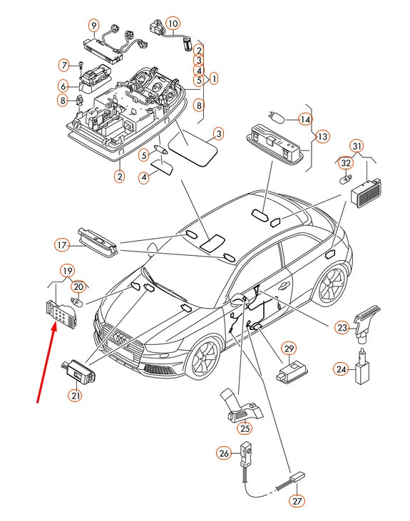 NEW AUDI A1 8X GLOVE BOX COMPARTMENT LIGHT 4B0947415A ORIGINAL