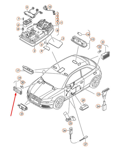 NEW AUDI A1 8X GLOVE BOX COMPARTMENT LIGHT 4B0947415A ORIGINAL