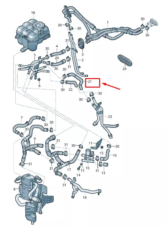 NEW VW TOUAREG CR ENGINE COOLANT HOSE 4M0265351CF