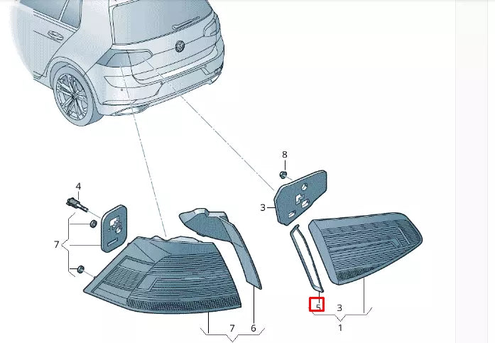 NEW VW GOLF MK7 5G REAR RIGHT TAILLIGHT INNER BEZEL TRIM 5G0945310D ORIGINAL