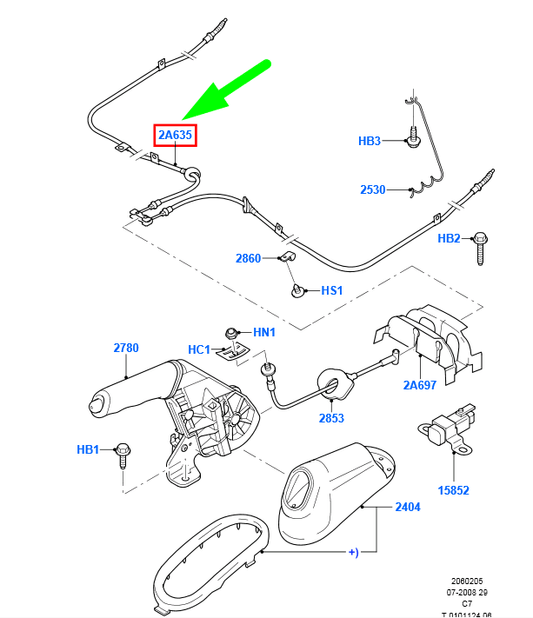 new ford transit connect mk1 parking brake cable assy 5135369 original