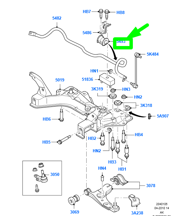 new ford focus mk1 front anti roll bar bush 98ag-5484-da 1073217 original