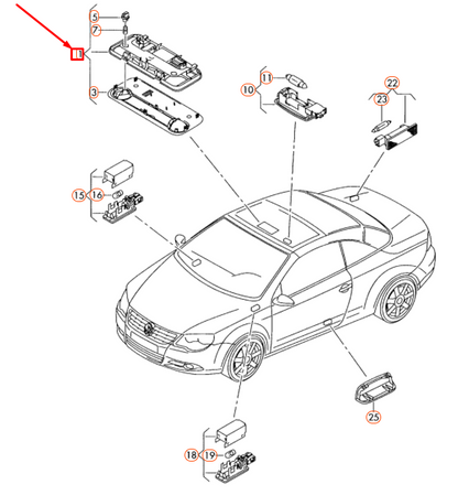 NEW VOLKSWAGEN EOS INTERIOR AND READING LIGHT 1Q0947105D82V ORIGINAL