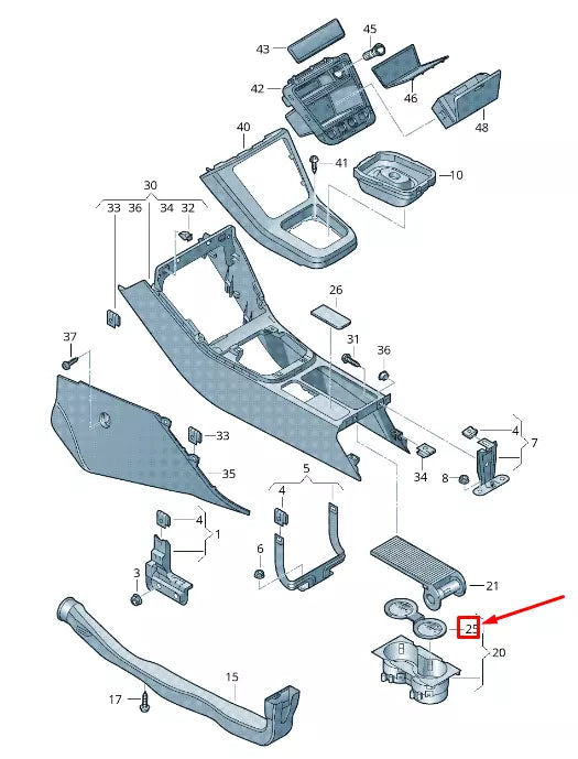 NEW VW SHARAN 7N CONSOLE CUPHOLDER INSERT 5N086330195T