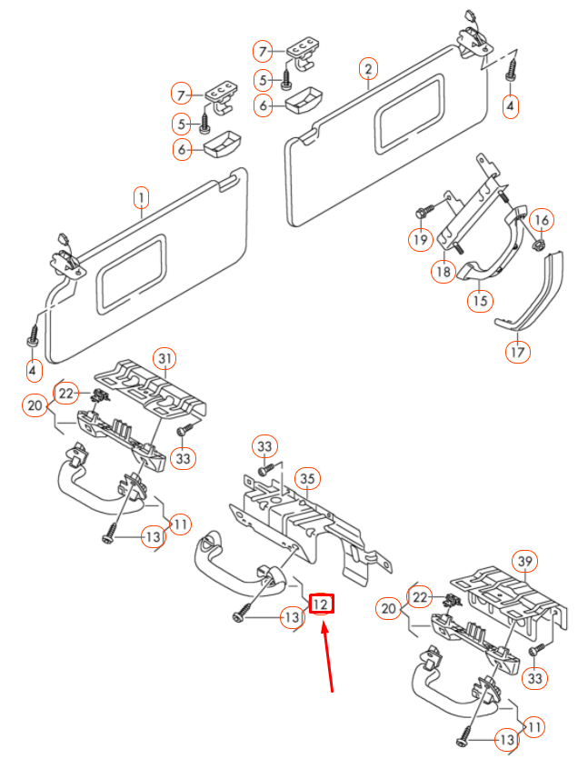 NEW VW SHARAN 7N MK2 REAR 2. SEAT BENCH ROOF GRAB HANDLE 6N0857607ADY20 ORIGINAL