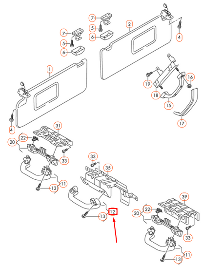 NEW VW SHARAN 7N MK2 REAR 2. SEAT BENCH ROOF GRAB HANDLE 6N0857607ADY20 ORIGINAL