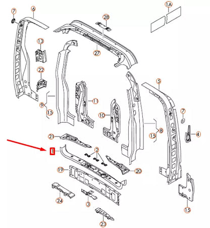 NEW VOLKSWAGEN TRANSPORTER T5 REAR CLOSING PLATE 7H0803638B ORIGINAL