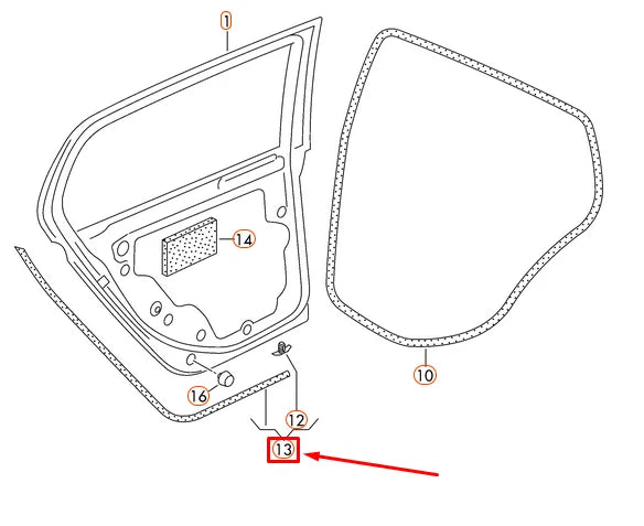 NEW VOLKSWAGEN GOLF MK5 REAR LEFT OUTER DOOR SEAL 5K6839699B