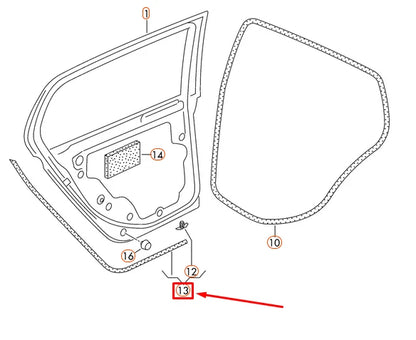 NEW VOLKSWAGEN GOLF MK5 REAR LEFT OUTER DOOR SEAL 5K6839699B