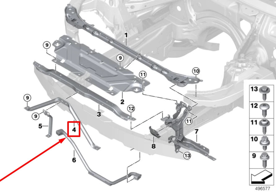 NEW BMW 3 G20 RADIATOR SUPPORT PANEL V-SUPPORT BRACE 51647438126 7438126