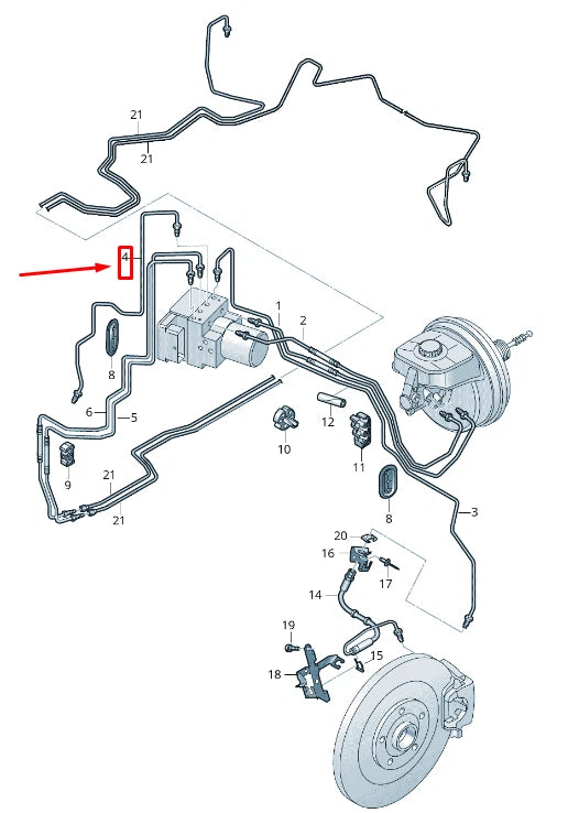 NEW AUDI A8 4N BRAKE PIPE FROM HYDRAULICS TO BRAKE HOSE LHD 4N1614724D