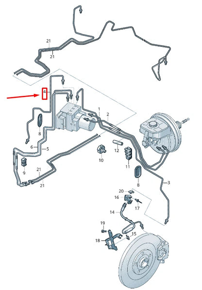 NEW AUDI A8 4N BRAKE PIPE FROM HYDRAULICS TO BRAKE HOSE LHD 4N1614724D