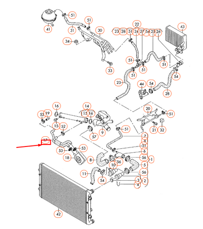 NEW AUDI A3 8P ENGINE COOLANT HOSE 022121049G ORIGINAL