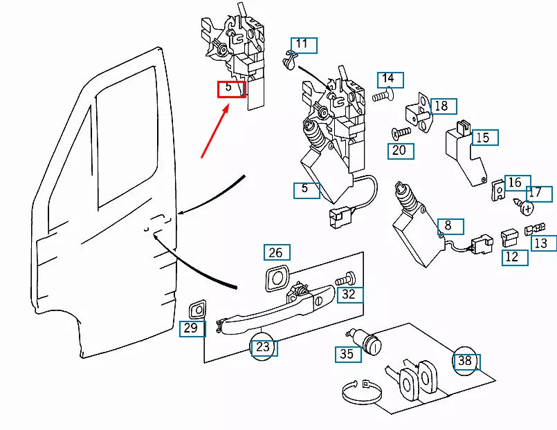 NEW MERCEDES-BENZ SPRINTER 903 FRONT LEFT DOOR LOCK A9017201635 ORIGINAL