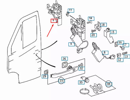 NEW MERCEDES-BENZ SPRINTER 903 FRONT LEFT DOOR LOCK A9017201635 ORIGINAL