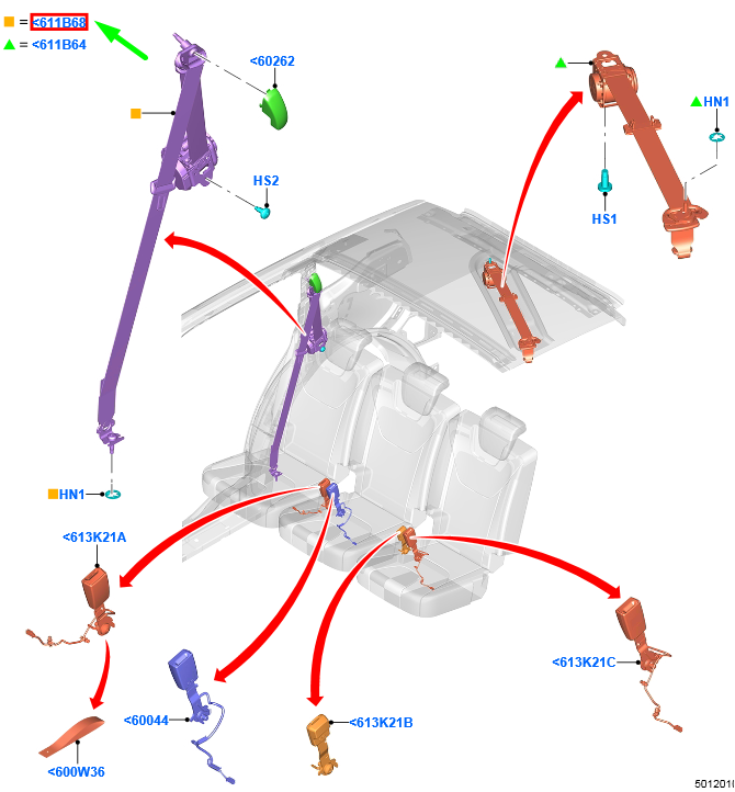 new ford galaxy mk3 rear left seatbelt 2425579 original