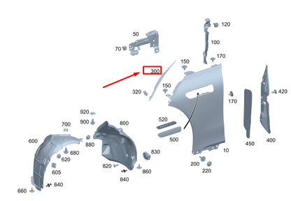 new mercedes-benz eqs v297 front right fender sealing a2978820200 original