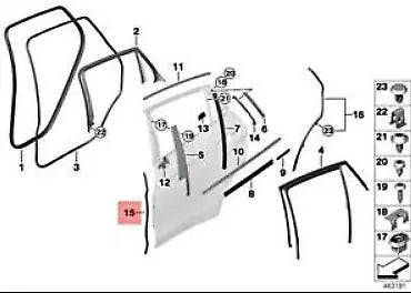 NEW BMW X6 F16 F86 RIGHT BOTTOM B-COLUMN SEALING 51767324752 ORIGINAL