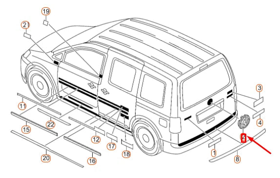 NEW VOLKSWAGEN CADDY 2K REAR EMBLEM BADGE 2K5853630AULM ORIGINAL