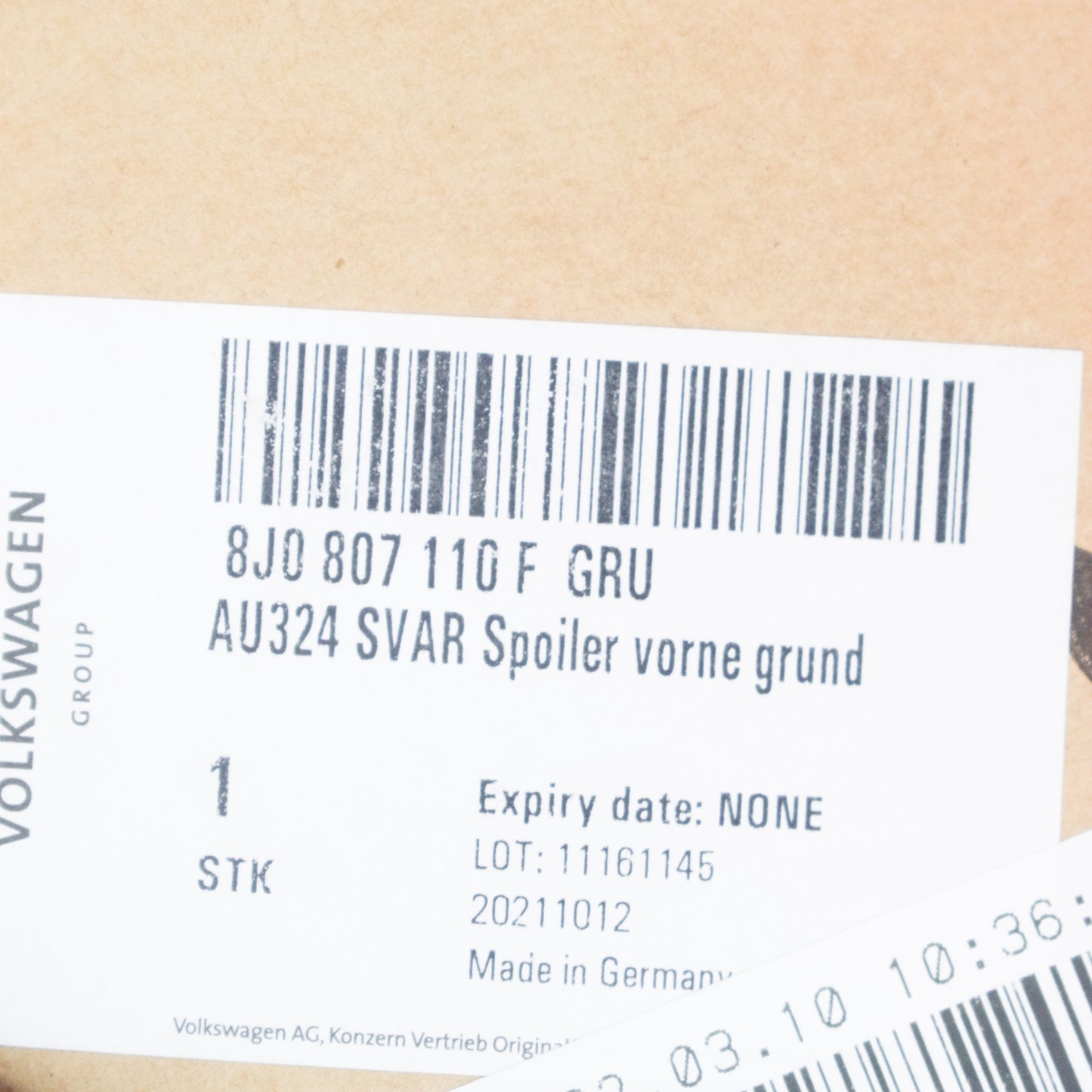 new audi tt 8j front bumper lower spoiler lip 8j0807110fgru 2014 original