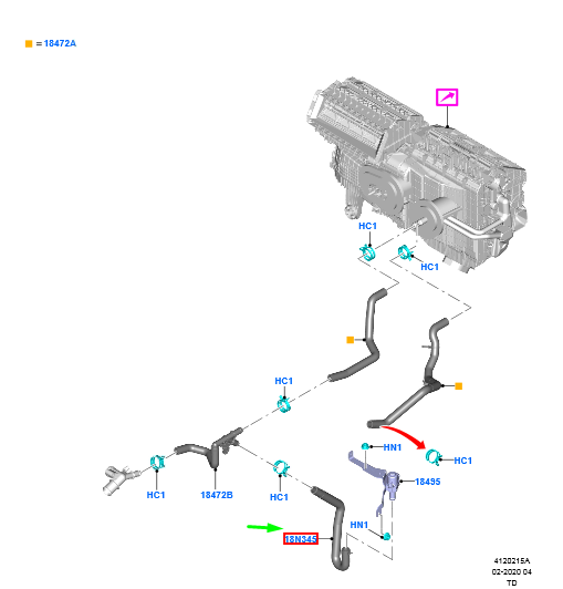 new ford kuga mk3 heater water inlet hose 2452403 lx61-18n345-aae original