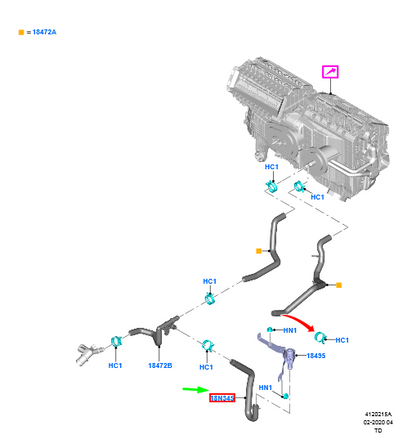 new ford kuga mk3 heater water inlet hose 2452403 lx61-18n345-aae original