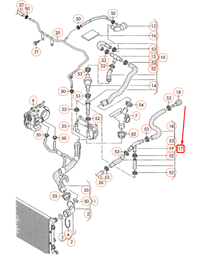NEW VW GOLF 5K MK6 COOLANT HOSE WITH QUICK RELEASE COUPLING 1K0122073FE ORIGINAL