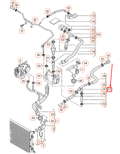 NEW VW GOLF 5K MK6 COOLANT HOSE WITH QUICK RELEASE COUPLING 1K0122073FE ORIGINAL