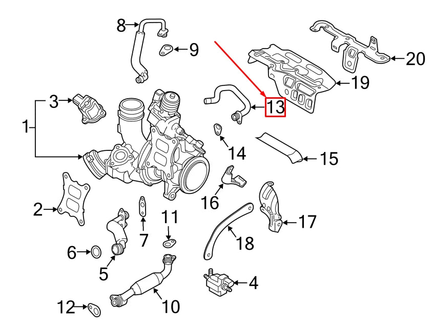 NEW VW BEETLE 5C TURBOCHARGER COOLANT RETURN TUBE 06K121492M