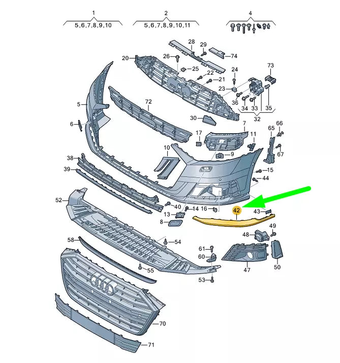 NEW AUDI A8 4N D5 FRONT BUMPER LEFT TRIM 4N0853333BY9B ORIGINAL