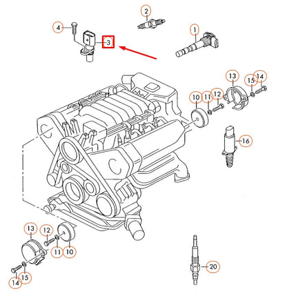 NEW AUDI A4 C7 CAMSHAFT PULSE SENSOR LEFT 06E905163