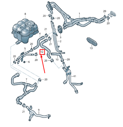 new audi q7 4m engine coolant hose 4m0819373al original