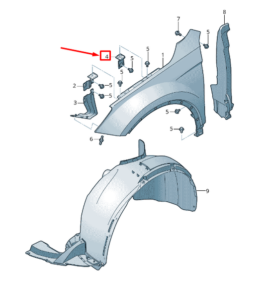 new seat tarraco kn fender brace 5fj809471 original