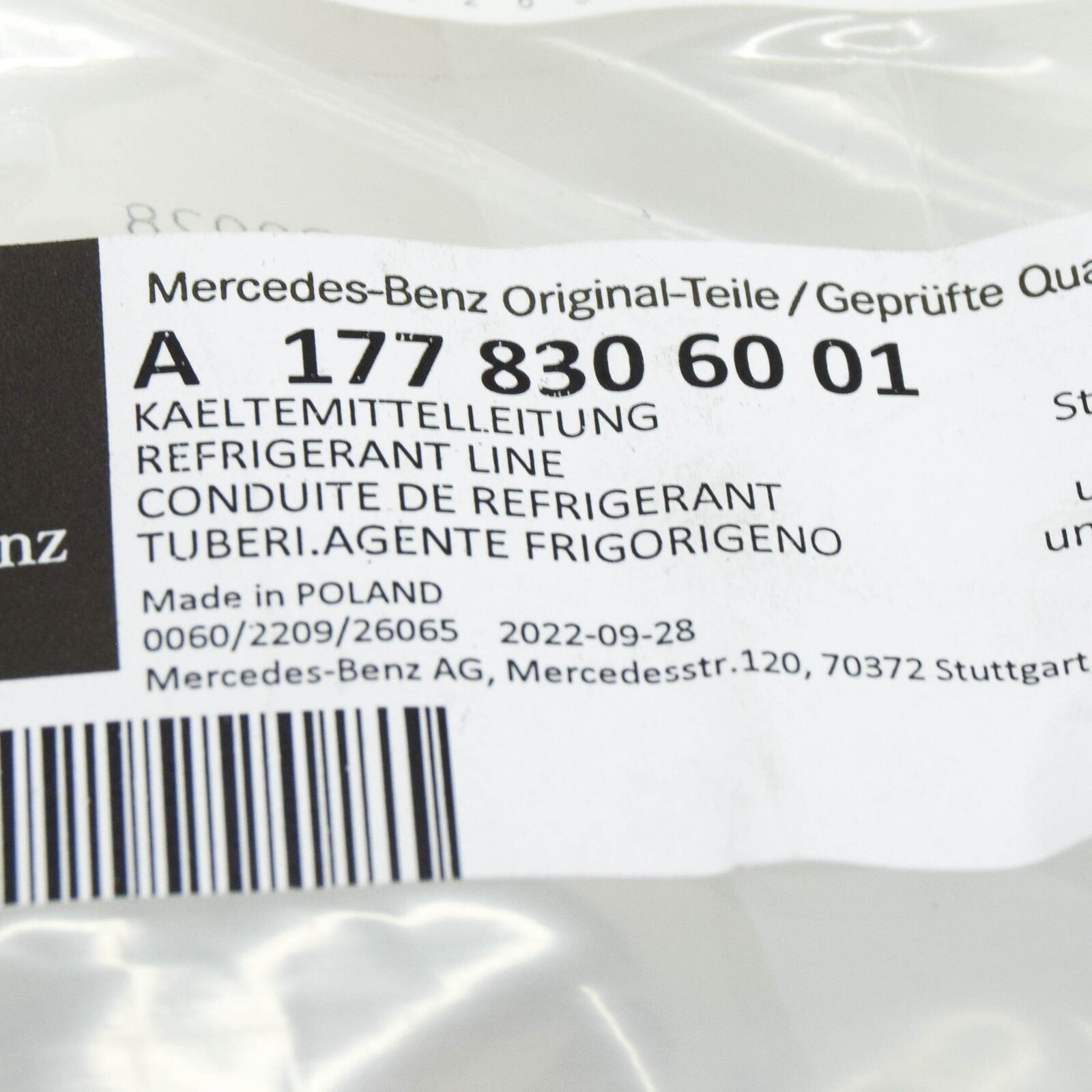 NEW MERCEDES-BENZ A W177 A/C HOSE PIPE A1778306001 ORIGINAL