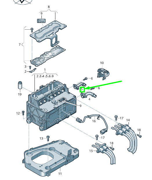 new volkswagen passat b8 3g return pipe coolant connection 3g0121132 original