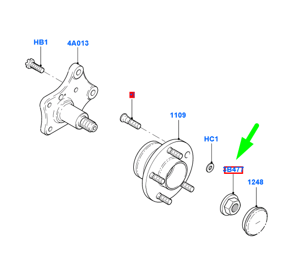 new ford transit connect mk1 rear wheel hub retainer nut 4388061 original