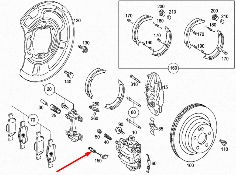 NEW MERCEDES-BENZ SLK R171 REAR BRAKE PAD WEAR SENSOR A1715400617 ORIGINAL
