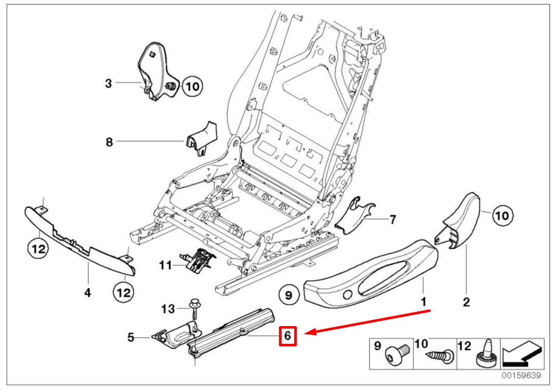 new bmw 3 cabrio e93 rear left seat rail trim 9116937 52109116937 original