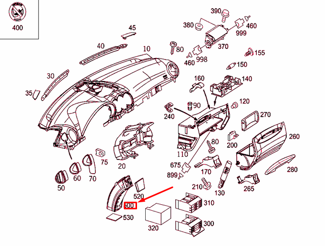 NEW MERCEDES-BENZ CLK C209 CUP HOLDER HOUSING LHD A2096800379 ORIGINAL