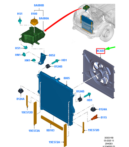 new ford ranger t6 mk1 engine cooling motor and fan assy 1726674 original