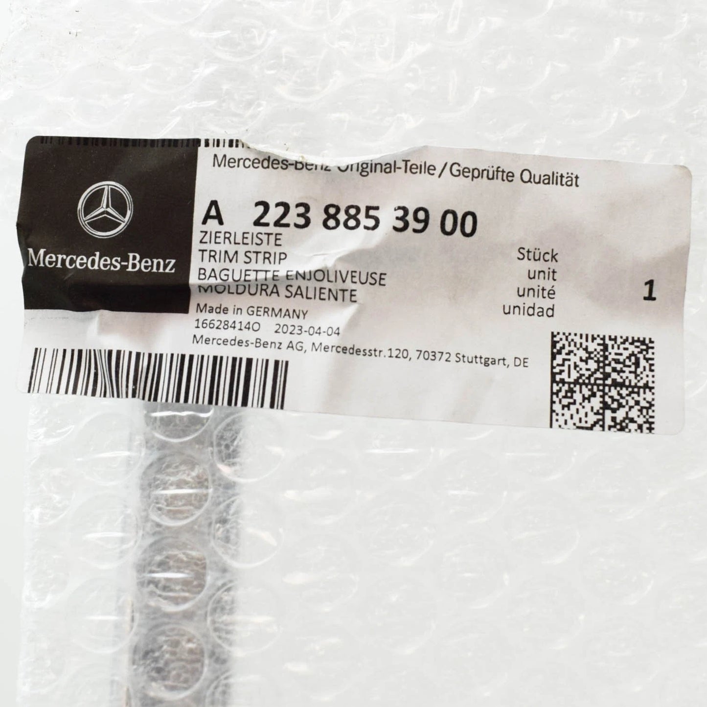 NEW MERCEDES-BENZ S W223 FRONT BUMPER CENTER LOWER MOLDING A2238853900 ORIGINAL