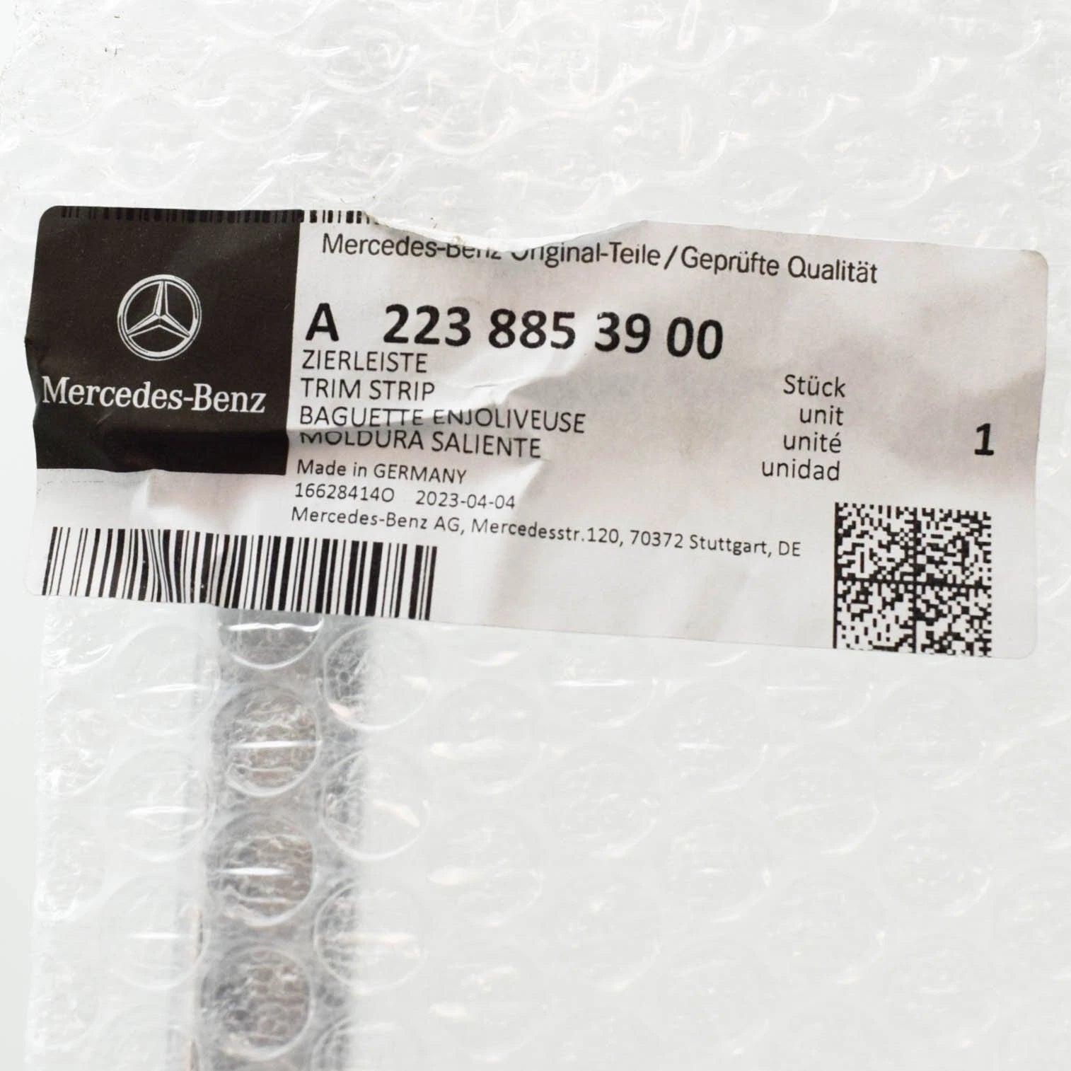 NEW MERCEDES-BENZ S W223 FRONT BUMPER CENTER LOWER MOLDING A2238853900 ORIGINAL