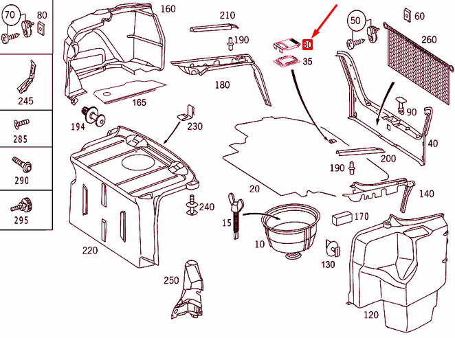NEW MERCEDES-BENZ S W220 LUGGAGE COMPARTMENT HANDLE A22068002147C45 ORIGINAL