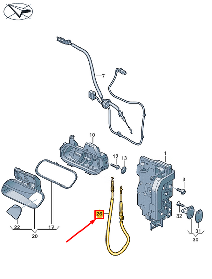 new vw id.4 e21 front outer door lock cable 11a837017a original