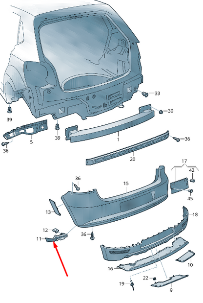 new volkswagen polo 6r 6c rear left bumper bracket 6r6807409 original